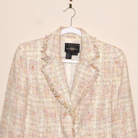 Tailor B. Moss Linen Blend Tweed Blazer Jacket Size 10 - Picture 2 of 8